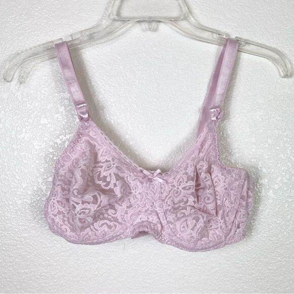 Bali Pink Floral Lace Wireless Unpadded Bra - Picture 1 of 4